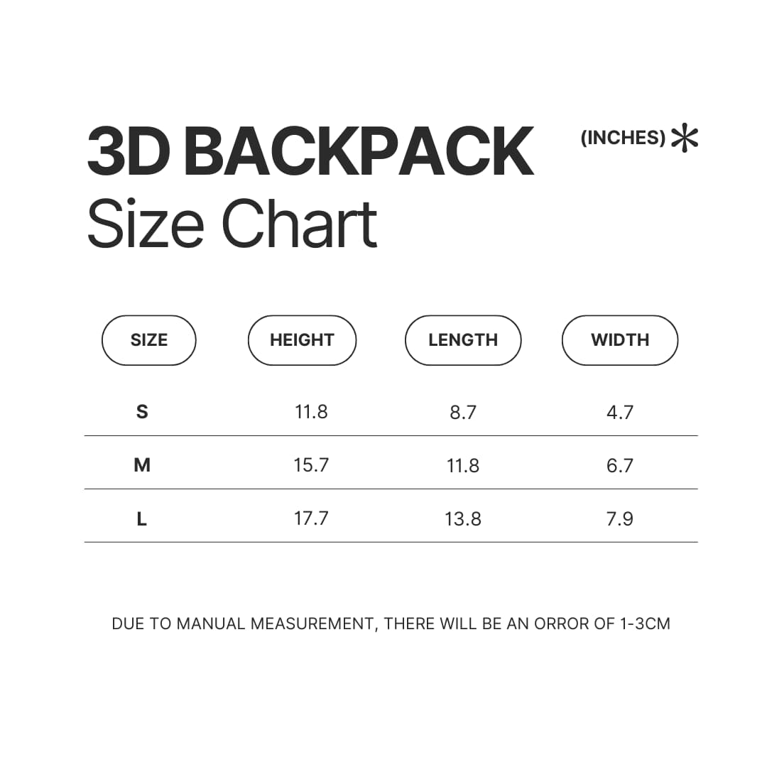 3D Backpack Size Chart - My Hero Academia UK Shop