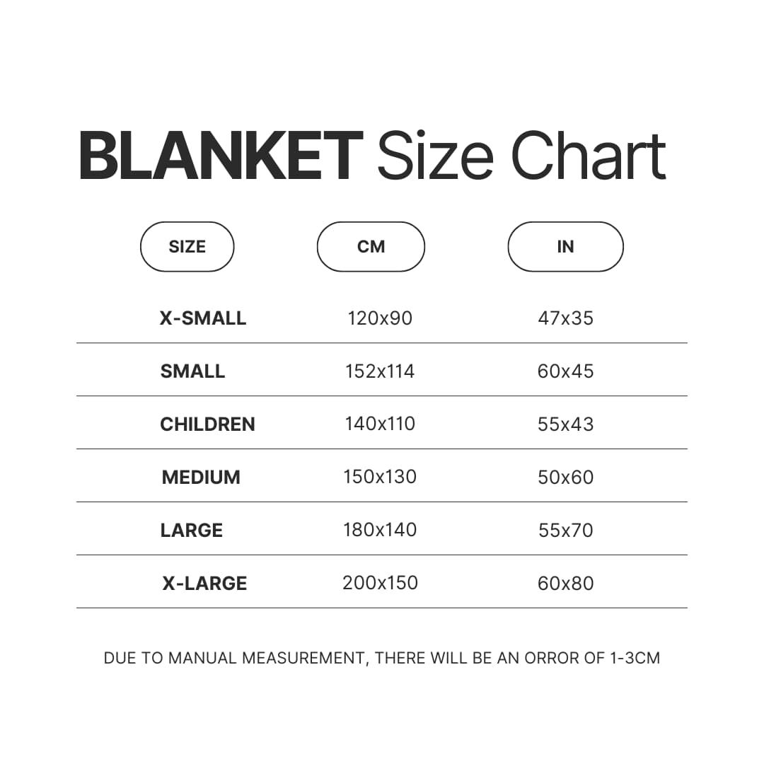 Blanket Size Chart - My Hero Academia UK Shop