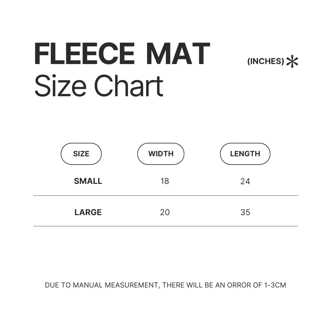 Fleece Mat Size Chart - My Hero Academia UK Shop