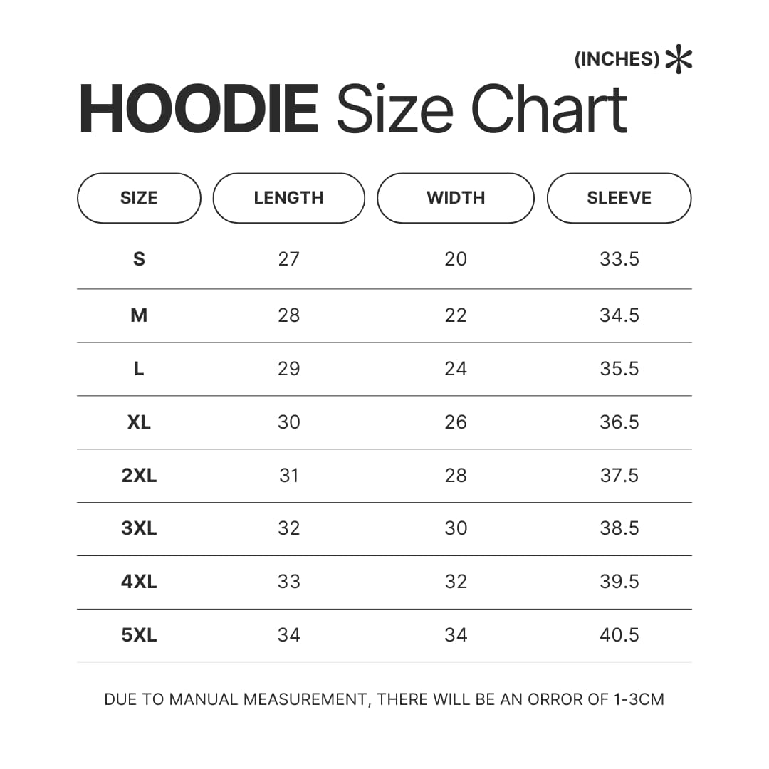 Hoodie Size Chart - My Hero Academia UK Shop