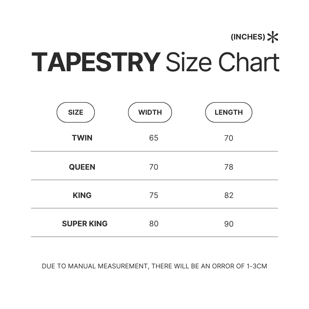 Tapestry Size Chart - My Hero Academia UK Shop