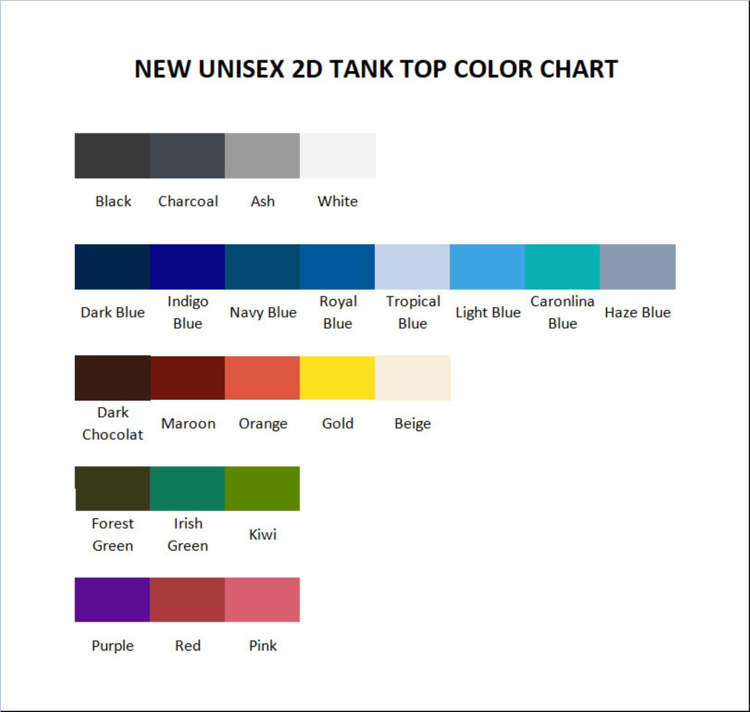 tank top color chart - My Hero Academia UK Shop