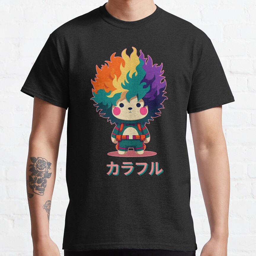 Colorful Bear Japanese Letters T-shirt - Image 2