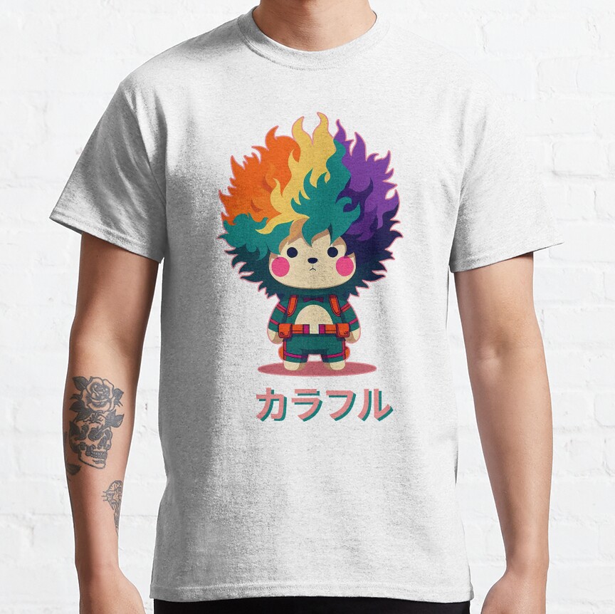 Colorful Bear Japanese Letters T-shirt