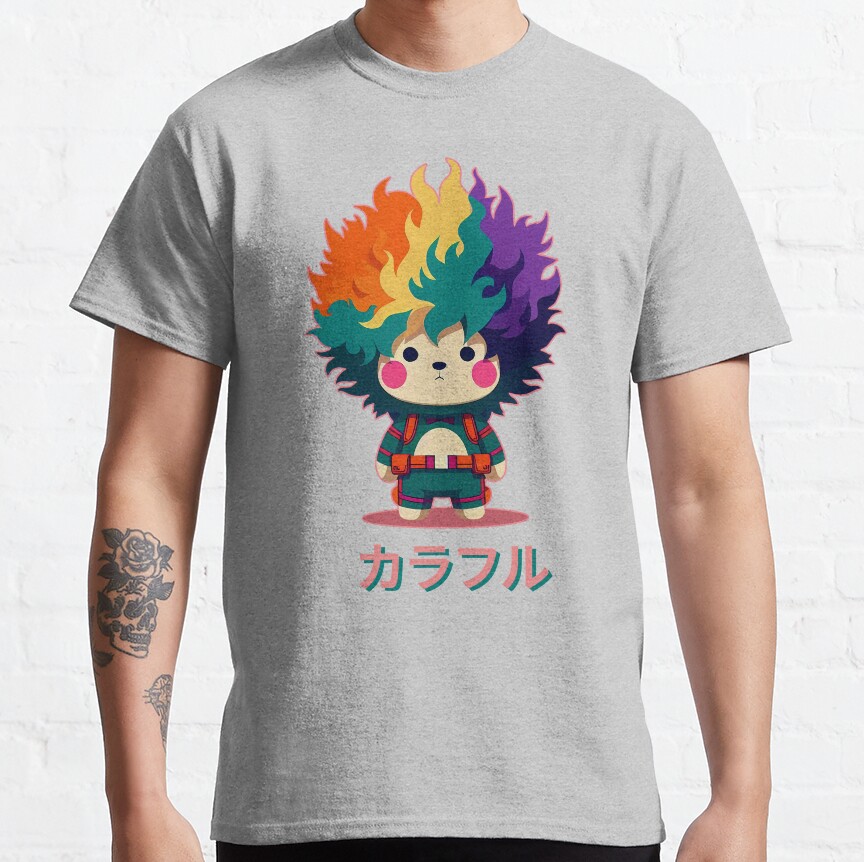 Colorful Bear Japanese Letters T-shirt - Image 4
