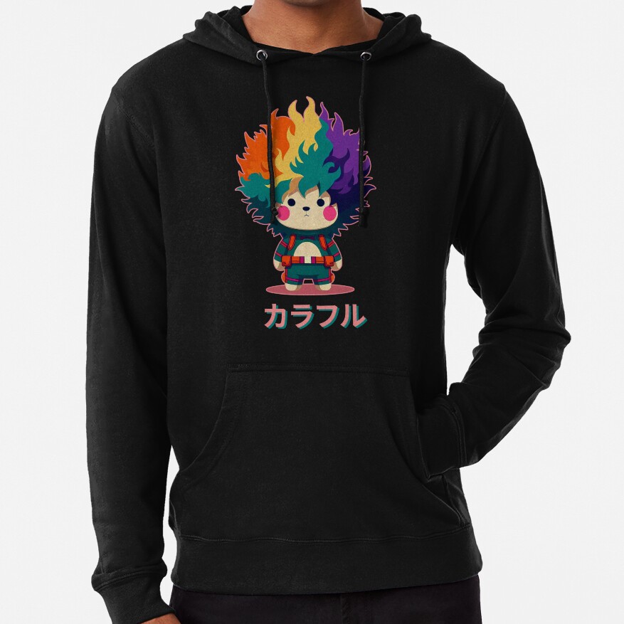 Colorful Bear Japanese Letters Hoodie - Image 2