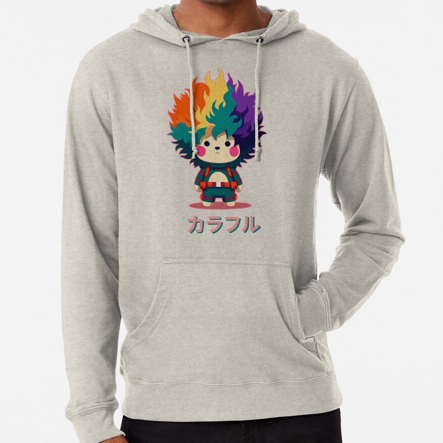 Colorful Bear Japanese Letters Hoodie - Image 4