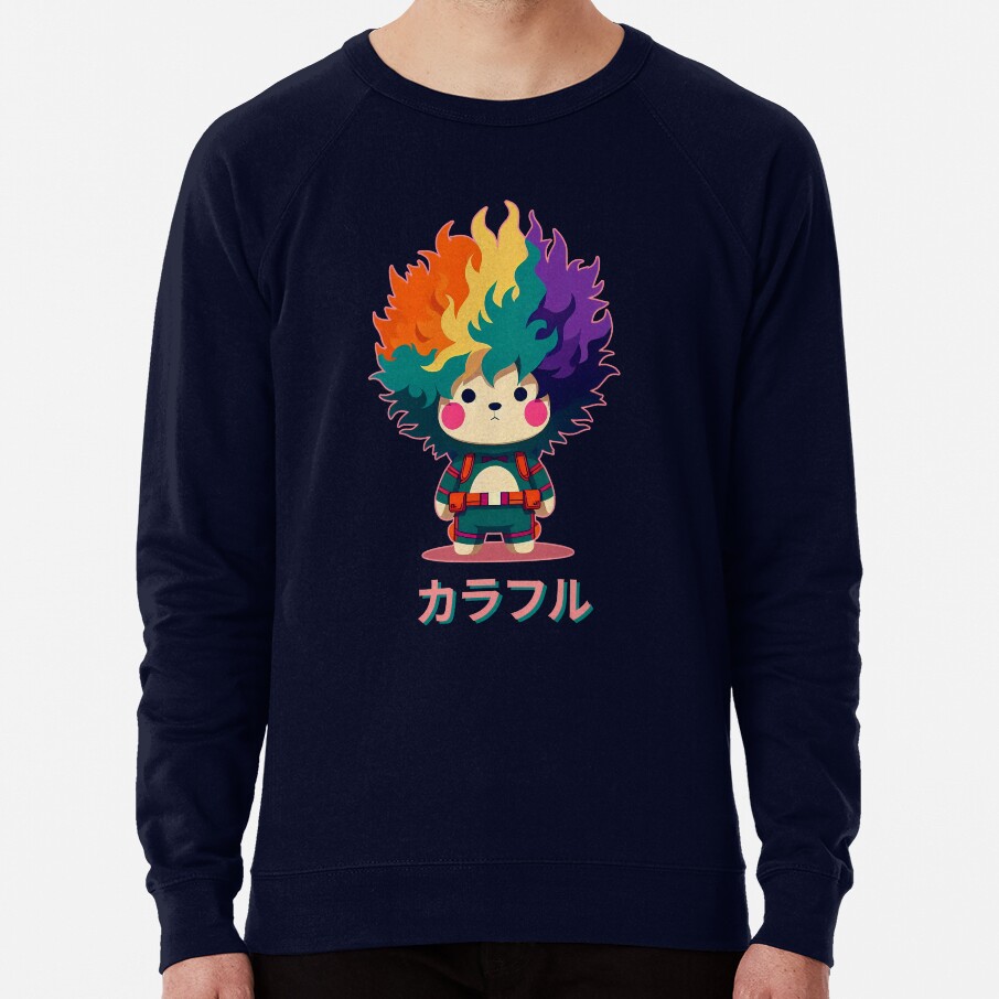 Colorful Bear Japanese Letters Sweatshirt - Image 6