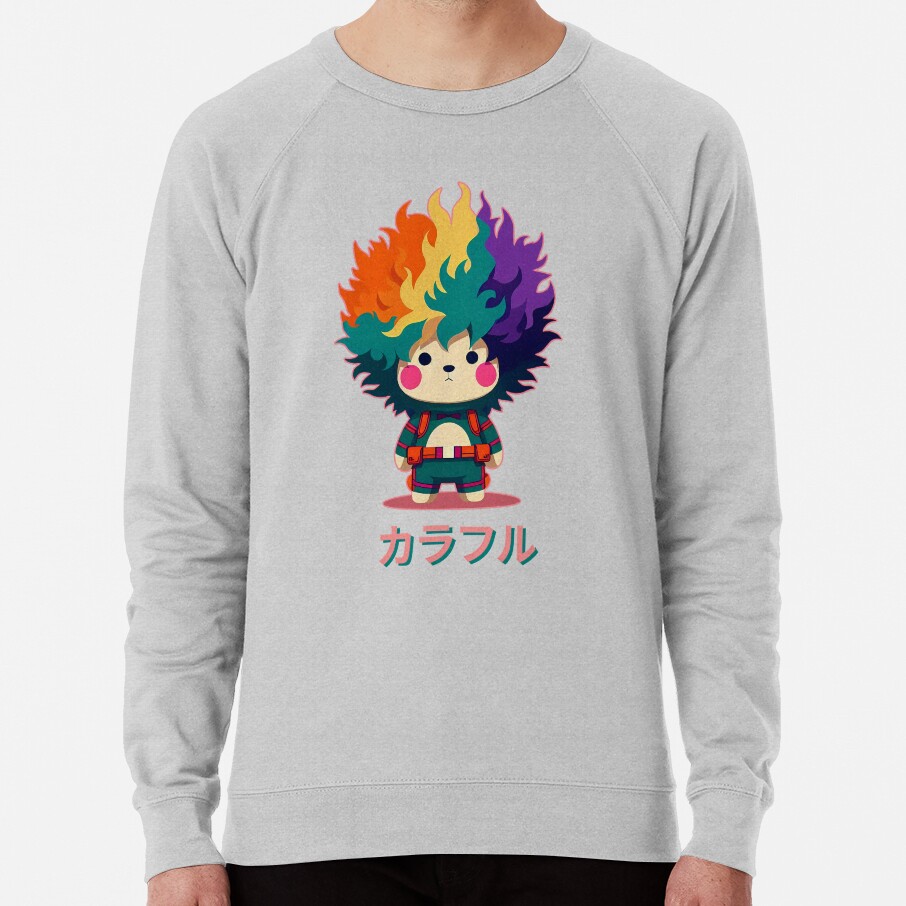 Colorful Bear Japanese Letters Sweatshirt - Image 5