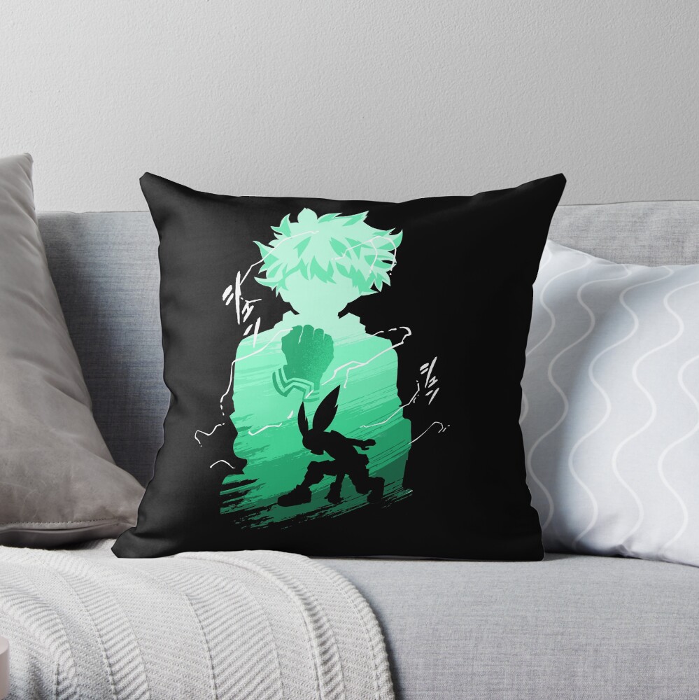 Green Haired Hero Throw Pillow