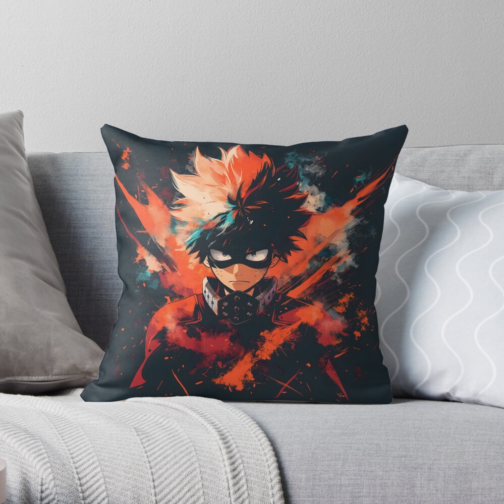 Explosive Hero Vibrant Anime Power Throw Pillow