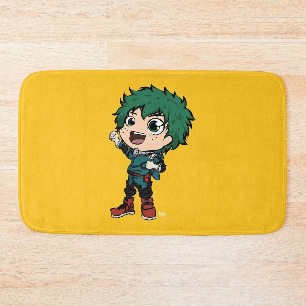 Anime Boy Green Superhero Bath Mat