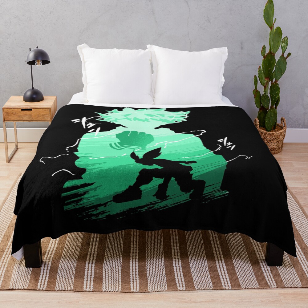 Green Haired Hero Throw Blanket