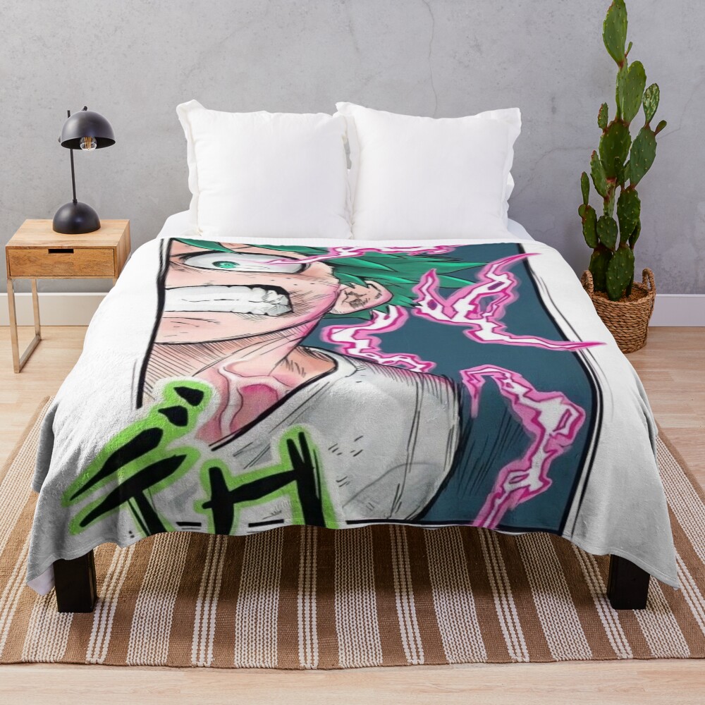 Deku Unleashing His Power Throw Blanket