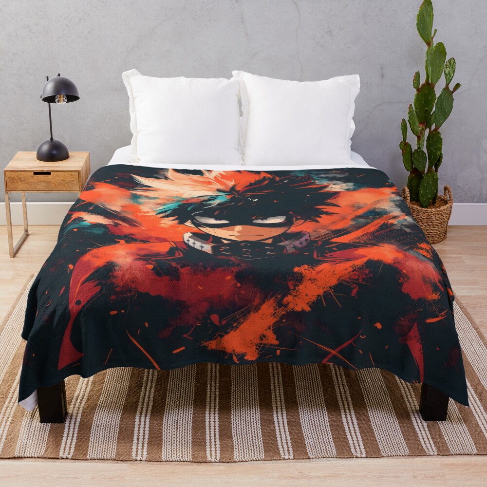 Explosive Hero Vibrant Anime Power Throw Blanket