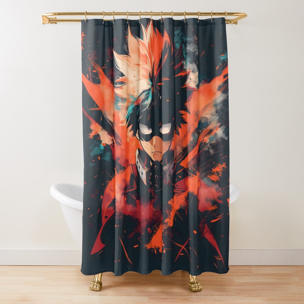 Explosive Hero Vibrant Anime Power Shower Curtain